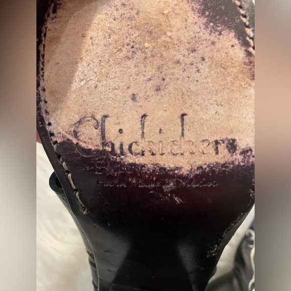 Chickickers Boots Sz 8 Black Leather Embroidered Floral Open Toe Western - Picture 16 of 16